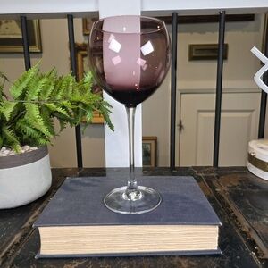 Extra Large Amethyst Wine Glass Goblet Novelty Display Vase 11" Tall Clear Stem